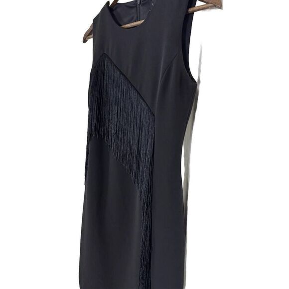 Laundry by Shelli Segal fringe sheath Dress Black flapper Western Country Goth 2 - Picture 1 of 3